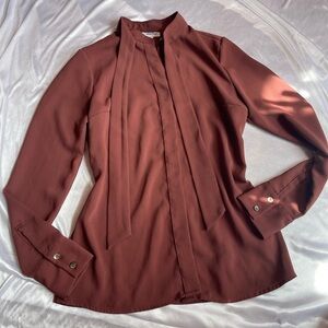 Calvin Klein Button Down Blouse Long sleeved brown red (brick red)